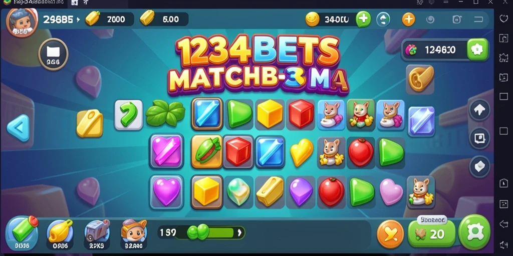 Gameplay menarik dalam 1234BETS dengan elemen Match-3 yang menantang.