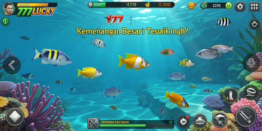 Tampilan gameplay beraksi menangkap ikan dalam 777LUCKY.