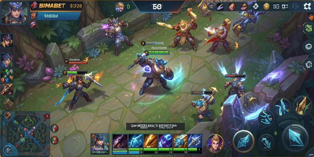 Tampilan gameplay seru di BIMABET dengan strategi MOBA yang intens.