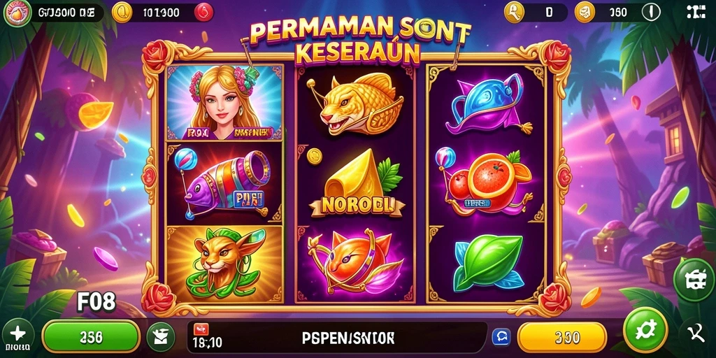 Screenshot F08 menampilkan pengalaman bermain slot yang menyenangkan.