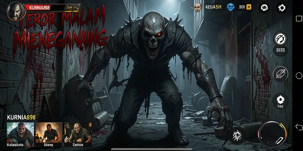 Screenshot utama dari gameplay KURNIA898 yang menampilkan suasana mencekam.