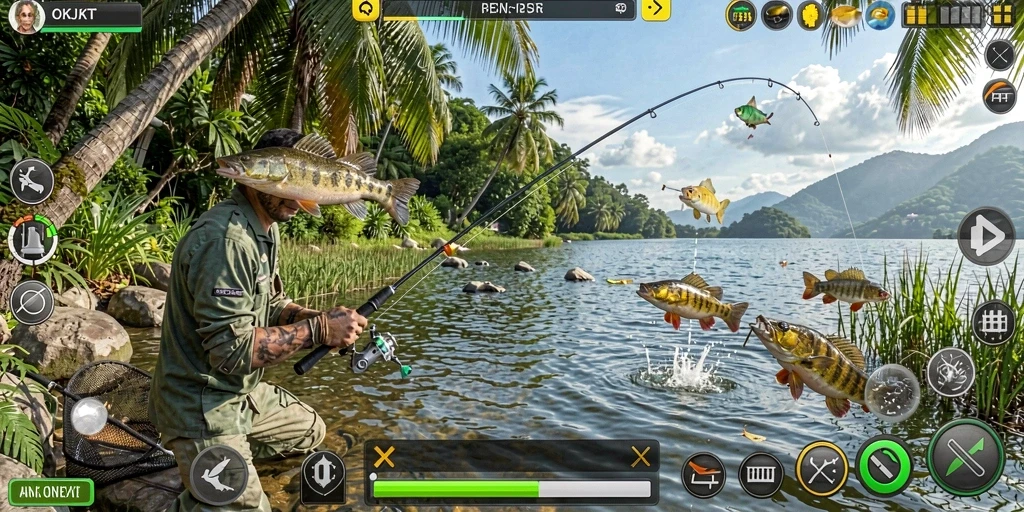 Screenshot gameplay OKJKT menampilkan pengalaman memancing yang menarik.