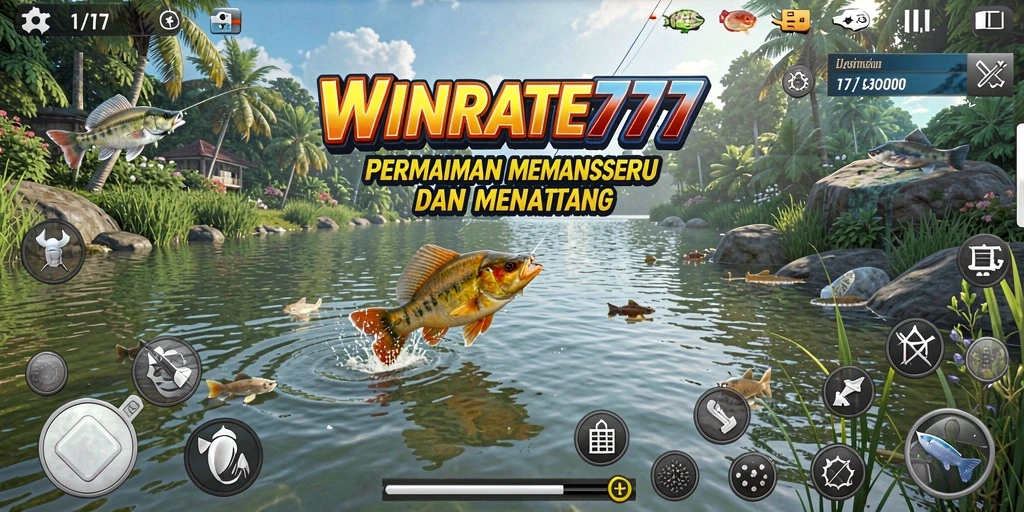Tampilan gameplay WINRATE777 dengan aksi memancing yang mendebarkan.